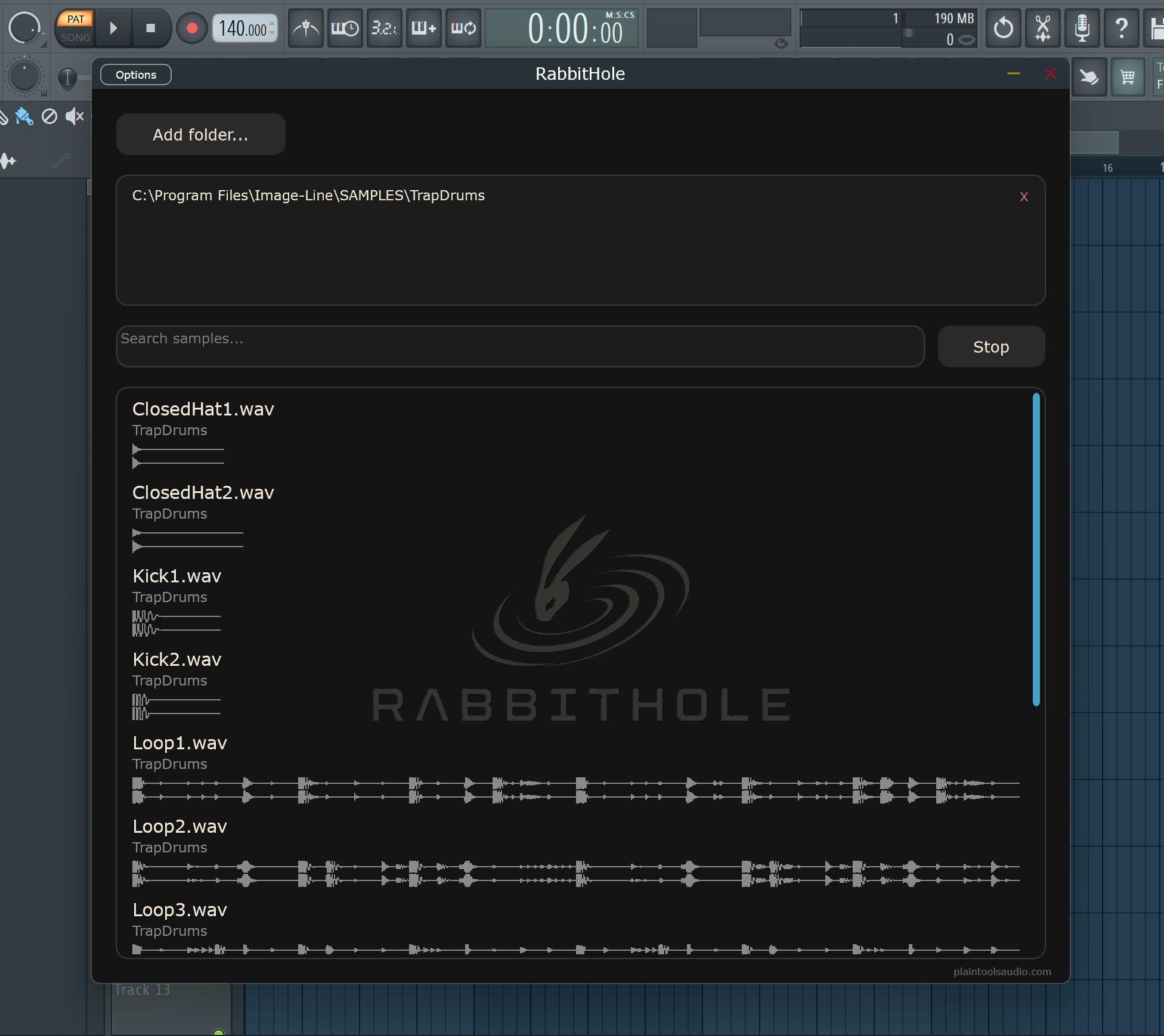 RabbitHole sample browser UI